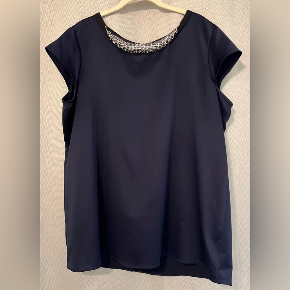 Navy Blue Satin Top